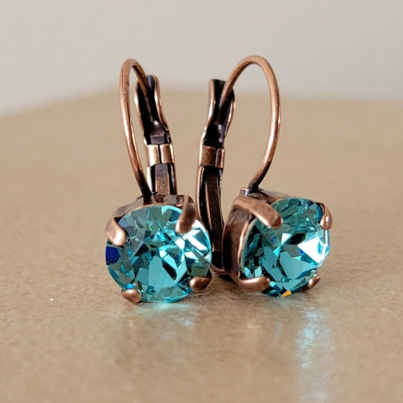Austrian Crystal Earrings in Antique Copper - Picture 7 of 8